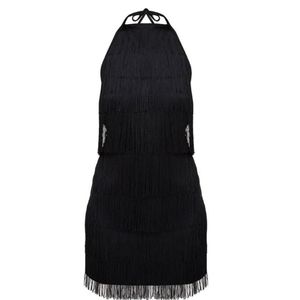 Pretty Little Thing Black Tassel Detail Halterneck
